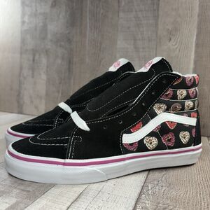 Vans SK8 HI Skateboarding Shoes Sneakers Donut Hearts Women's 7.5 I Kids 6 Black